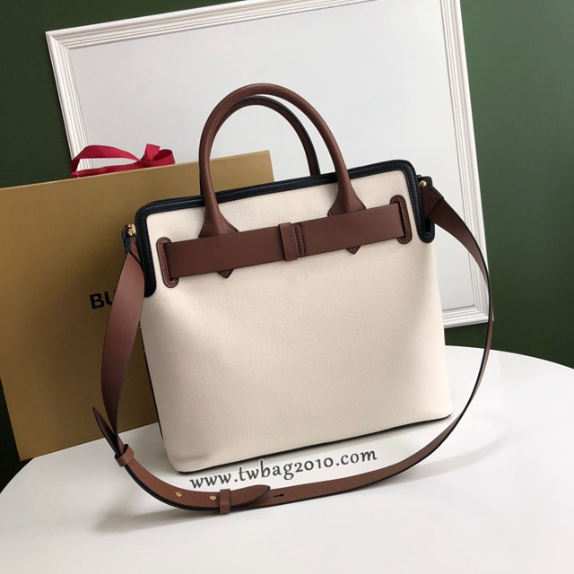 Burberry專門店新款大號The Belt貝爾特包 巴寶莉白色棉質帆布手提肩背女包 yxb1271